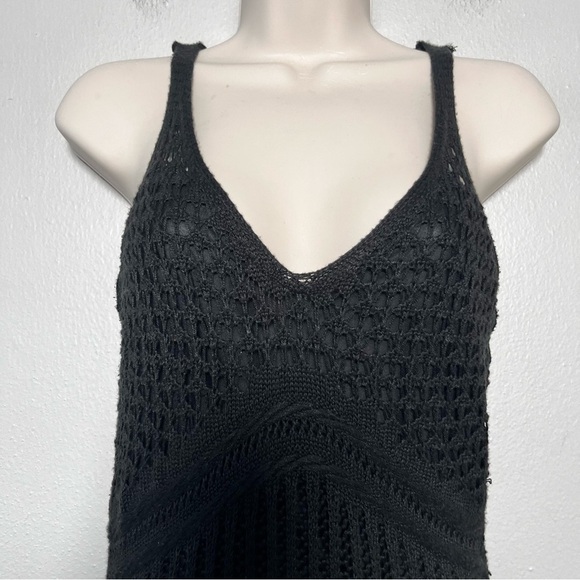 Women Crochet‎ Knit Maxi Dress Small Black Boho Beach Summer Fishtail Hem Grunge - Picture 2 of 8